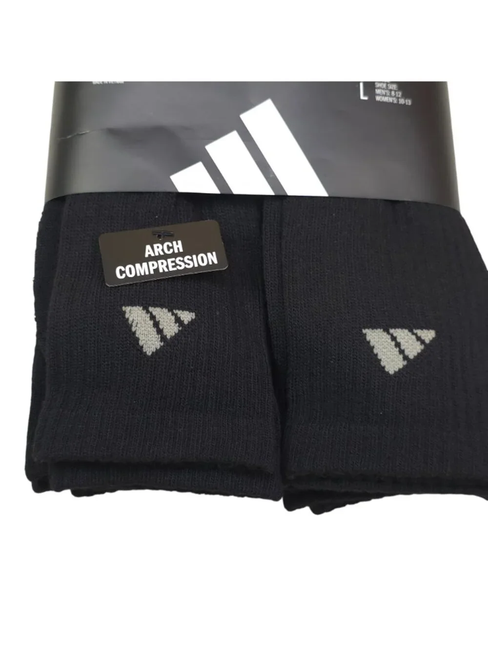 Adidas Mens 6-Pack Large Crew Socks ClimaCool Cushioned Arch Compression Black